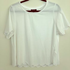 Topshop Scallop Trimmed Crop Top- White